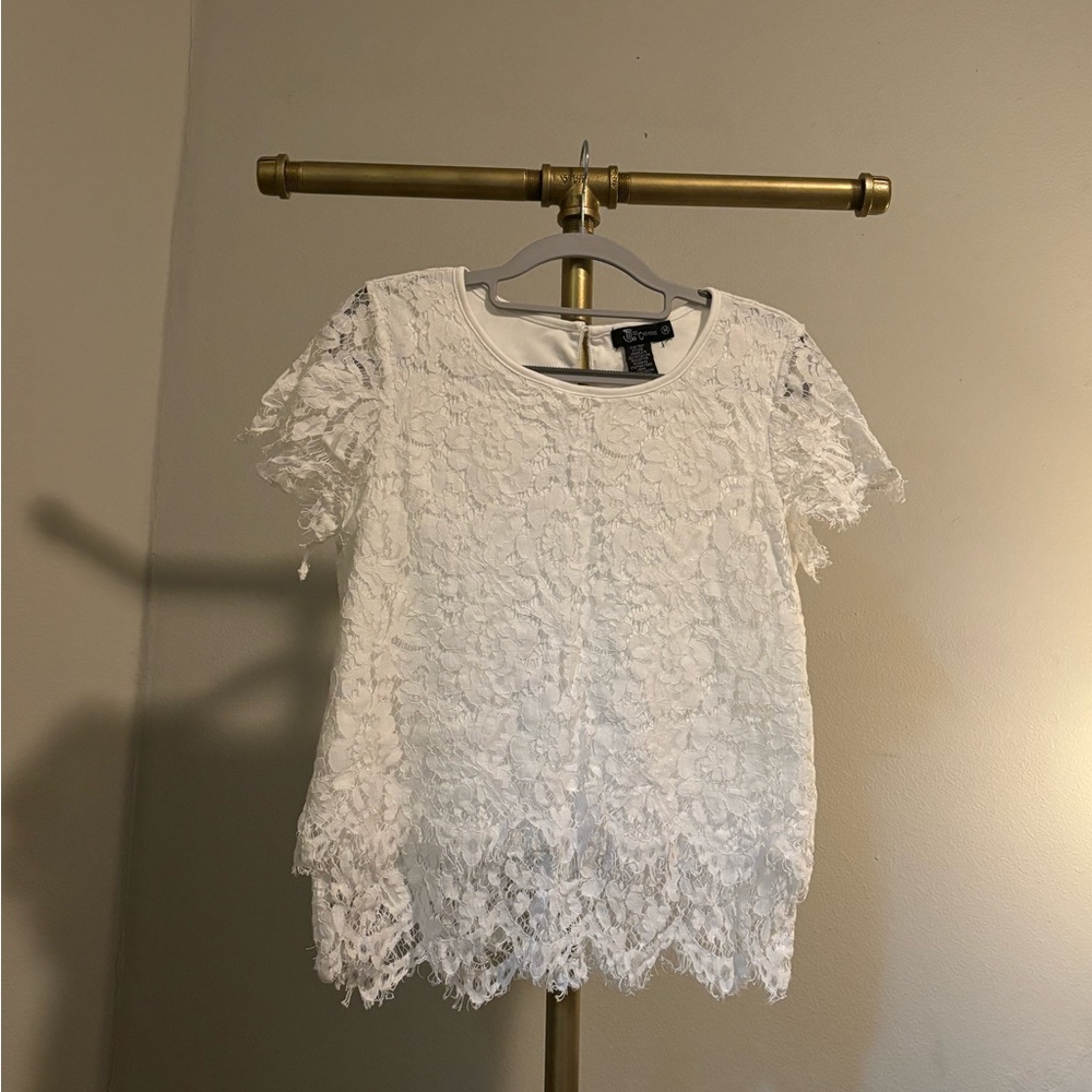 Lace Layered Crop top, M, White, perfect condition